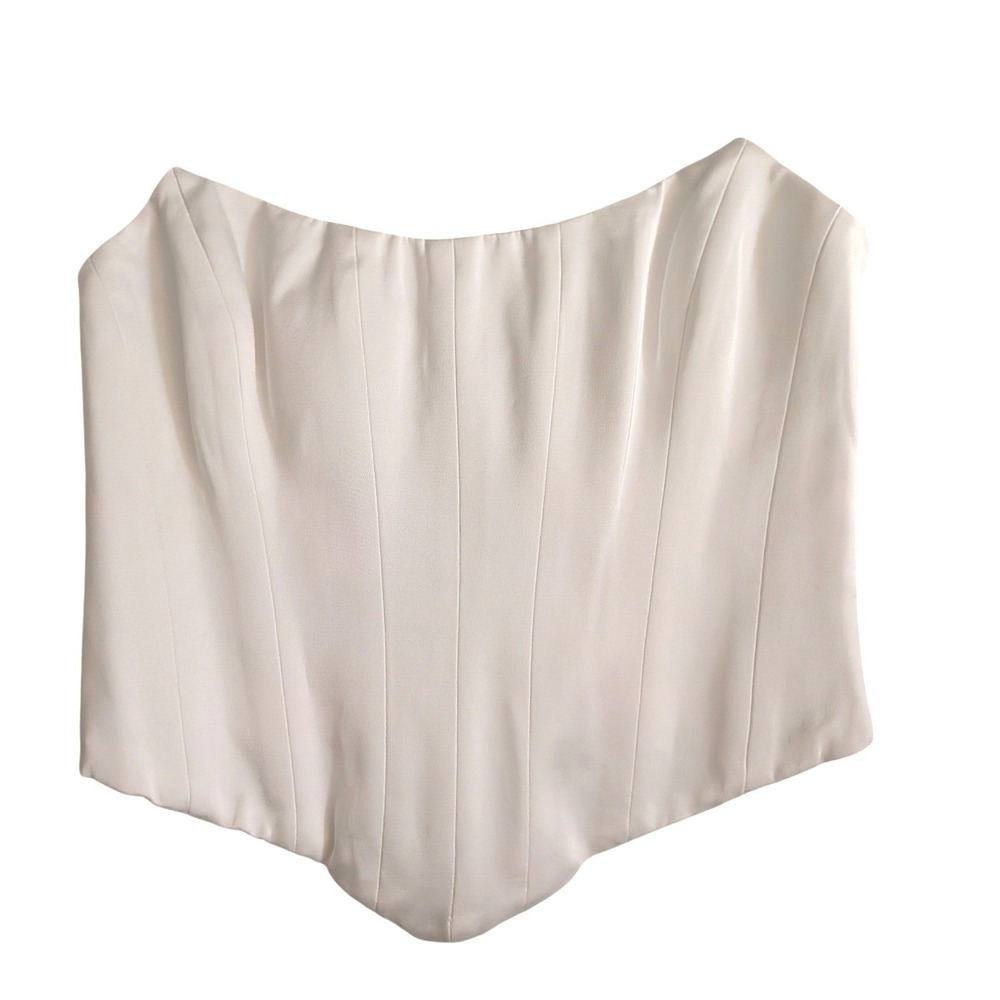 Oh Polly White Strapless Lace Up Boned Corset Top US 4 NEW bridal festival